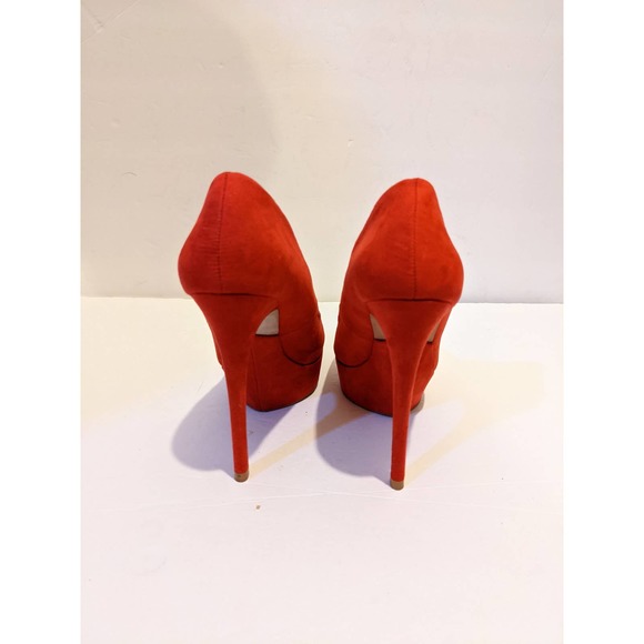 Zara Basic Red Suede Platform Peep Toe 5 Inch Heels Euro Size 40 US 9 - Picture 8 of 8